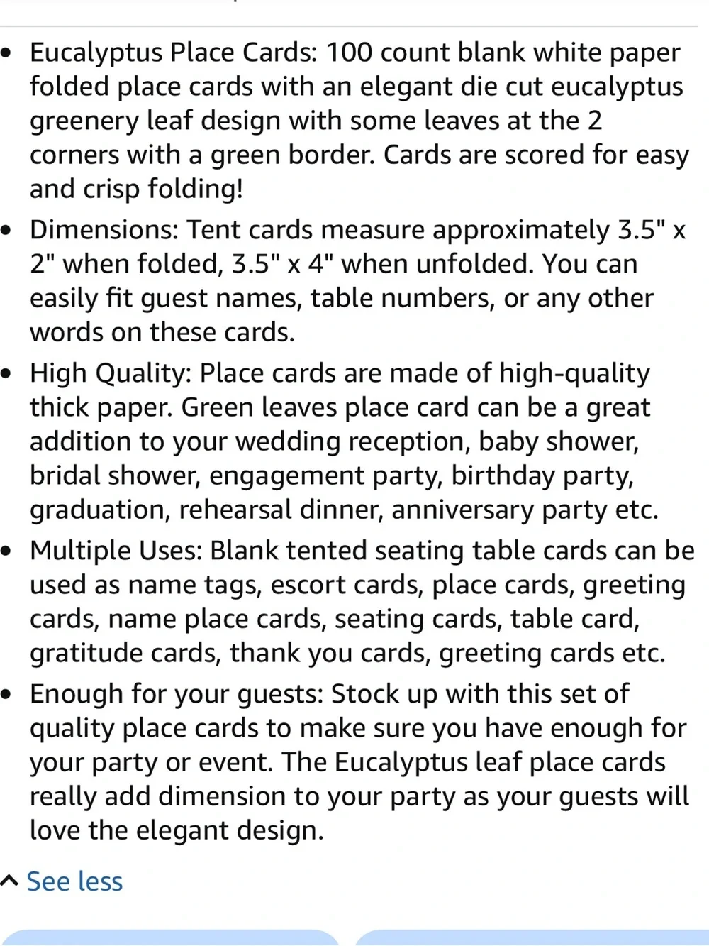 New! Eucalyptus Placecards